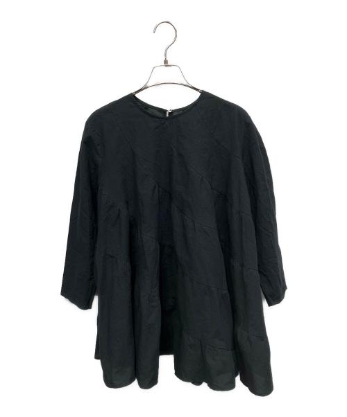 BEARDSLEY（ビアズリー）BEARDSLEY (ビアズリー) エスカルゴティアードチュニック 半袖ブラウス ネイビー サイズ:Freeの古着・服飾アイテム
