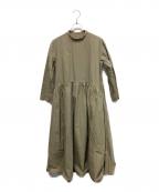 BEARDSLEYビアズリー）の古着「ギャザーシャツワンピース 長袖ワンピース」｜カーキ