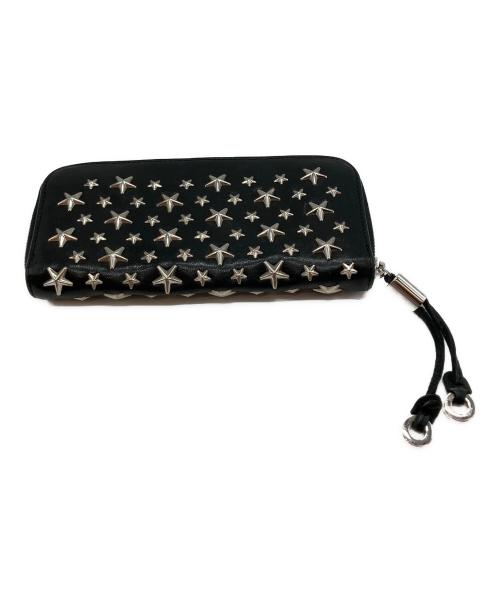 JIMMY CHOO（ジミーチュウ）JIMMY CHOO (ジミーチュウ) スタースタッズ ラウンドファスナー 00TXKN 長財布 ブラックの古着・服飾アイテム