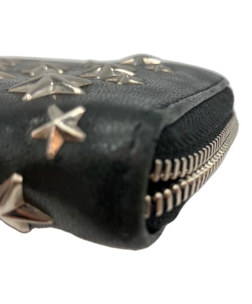 JIMMY CHOO（ジミーチュウ）JIMMY CHOO (ジミーチュウ) スタースタッズ ラウンドファスナー 00TXKN 長財布 ブラックの古着・服飾アイテム
