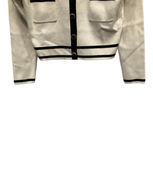 darich（ダーリッチ）darich (ダーリッチ) パイピングショートニットトップス 薄手ニット アイボリー×ブラック サイズ:Freeの古着・服飾アイテム