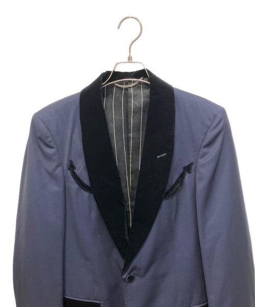 WACKO MARIA（ワコマリア）WACKO MARIA (ワコマリア) DORMEUIL (ドーメル) ベロア切替ジャケット ネイビー×ブラック サイズ:Mの古着・服飾アイテム