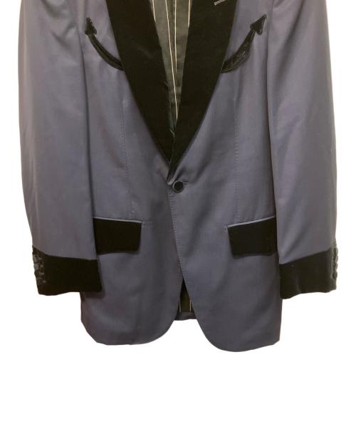 WACKO MARIA（ワコマリア）WACKO MARIA (ワコマリア) DORMEUIL (ドーメル) ベロア切替ジャケット ネイビー×ブラック サイズ:Mの古着・服飾アイテム
