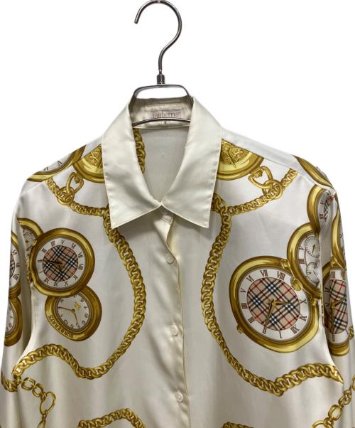 Burberry's（バーバリー）Burberry's (バーバリー) ポケットウォッチ柄 長袖シャツ ホワイト サイズ:9の古着・服飾アイテム
