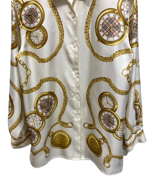 Burberry's（バーバリー）Burberry's (バーバリー) ポケットウォッチ柄 長袖シャツ ホワイト サイズ:9の古着・服飾アイテム
