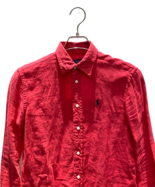 POLO RALPH LAUREN（ポロ・ラルフローレン）POLO RALPH LAUREN (ポロ・ラルフローレン) リネン 長袖シャツ レッド サイズ:XXSの古着・服飾アイテム