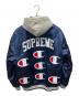 Champion (チャンピオン) SUPREME (シュプリーム) CHAMPION HOODED SATIN VARSITY ブルゾン ネイビー サイズ:M：18000円