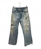 MINEDENIMマインデニム）の古着「W.Straight 5pocket ダメージデニムパンツ」｜ブルー