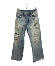 MINEDENIM（マインデニム）の古着「W.Straight 5pocket ダメージデニムパンツ」｜ブルー