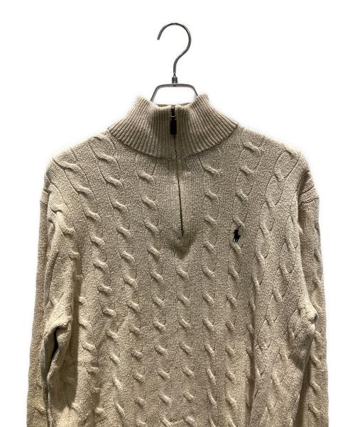 POLO RALPH LAUREN（ポロ・ラルフローレン）POLO RALPH LAUREN (ポロ・ラルフローレン) ハーフジップニット 厚手ニット ベージュ サイズ:Mの古着・服飾アイテム