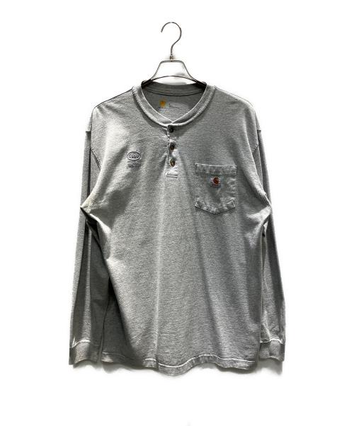 CarHartt（カーハート）CarHartt (カーハート) ヘンリーネック 長袖カットソー グレー サイズ:Lの古着・服飾アイテム