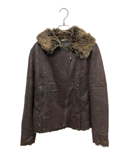 ARMANI JEANS（アルマーニジーンズ）ARMANI JEANS (アルマーニジーンズ) レザージャケット ブラウン サイズ:44の古着・服飾アイテム