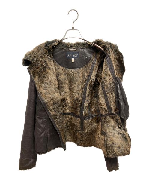 ARMANI JEANS（アルマーニジーンズ）ARMANI JEANS (アルマーニジーンズ) レザージャケット ブラウン サイズ:44の古着・服飾アイテム