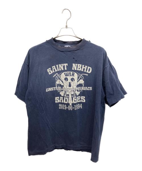 SAINT MICHAEL（セントマイケル）SAINT MICHAEL (セントマイケル) NEIGHBORHOOD (ネイバーフッド) ヴィンテージ加工 半袖カットソー ネイビー サイズ:Lの古着・服飾アイテム