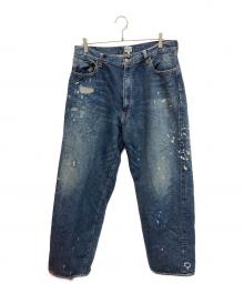 gold（ゴールド）の古着「RECYCLED WASTE SUVIN COTTON YARN 14oz. DENIM 5POCKET WIDE PANTS デニムパンツ」｜インディゴ