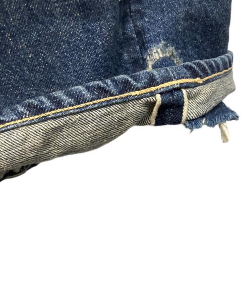 gold（ゴールド）gold (ゴールド) RECYCLED WASTE SUVIN COTTON YARN 14oz. DENIM 5POCKET WIDE PANTS デニムパンツ インディゴ サイズ:XLの古着・服飾アイテム