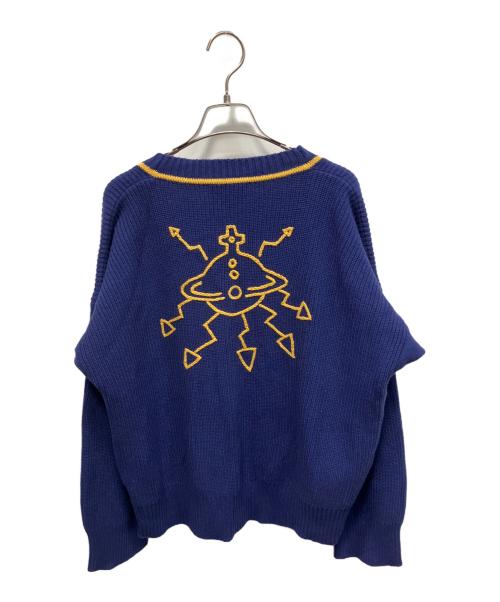Vivienne Westwood RED LABEL（ヴィヴィアンウエストウッドレッドレーベル）Vivienne Westwood RED LABEL (ヴィヴィアンウエストウッドレッドレーベル) ハンドステッチバイカーオーブ刺繍カーディガン 厚手カーディガン ネイビー サイズ:00の古着・服飾アイテム