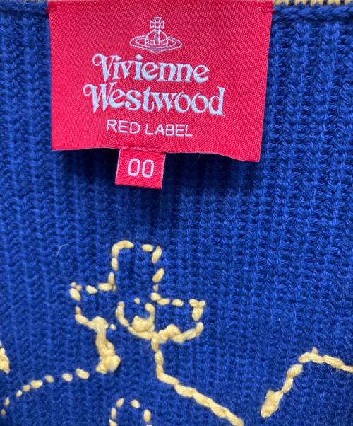 Vivienne Westwood RED LABEL（ヴィヴィアンウエストウッドレッドレーベル）Vivienne Westwood RED LABEL (ヴィヴィアンウエストウッドレッドレーベル) ハンドステッチバイカーオーブ刺繍カーディガン 厚手カーディガン ネイビー サイズ:00の古着・服飾アイテム