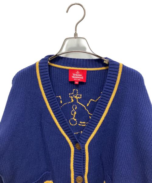 Vivienne Westwood RED LABEL（ヴィヴィアンウエストウッドレッドレーベル）Vivienne Westwood RED LABEL (ヴィヴィアンウエストウッドレッドレーベル) ハンドステッチバイカーオーブ刺繍カーディガン 厚手カーディガン ネイビー サイズ:00の古着・服飾アイテム