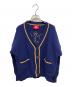 Vivienne Westwood RED LABEL（ヴィヴィアンウエストウッドレッドレーベル）の古着「ハンドステッチバイカーオーブ刺繍カーディガン 厚手カーディガン」｜ネイビー