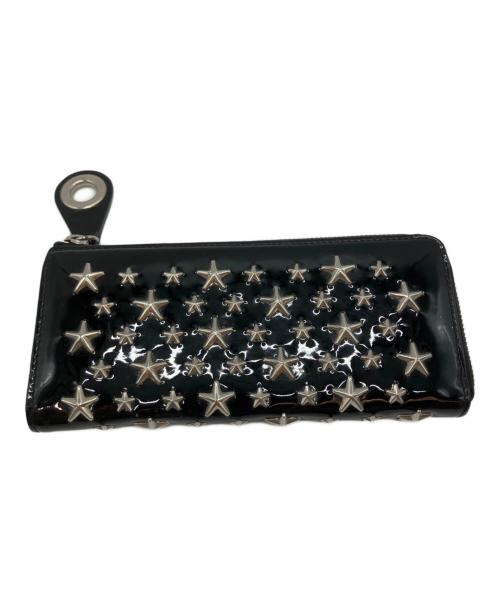 JIMMY CHOO（ジミーチュウ）JIMMY CHOO (ジミーチュウ) スタッズL字ファスナー長財布 ブラックの古着・服飾アイテム