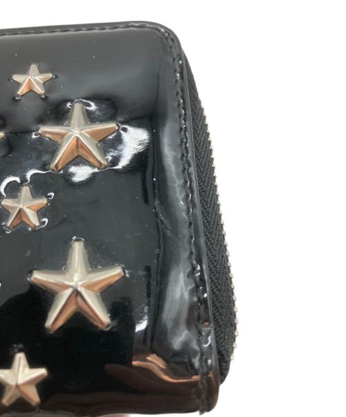 JIMMY CHOO（ジミーチュウ）JIMMY CHOO (ジミーチュウ) スタッズL字ファスナー長財布 ブラックの古着・服飾アイテム