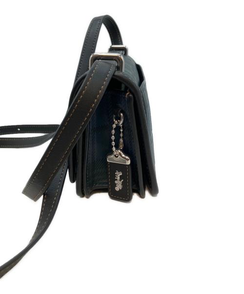 COACH（コーチ）COACH (コーチ) バンディット クロスボディ・プラッド プリント  ショルダーバッグ ブルー×ブラックの古着・服飾アイテム