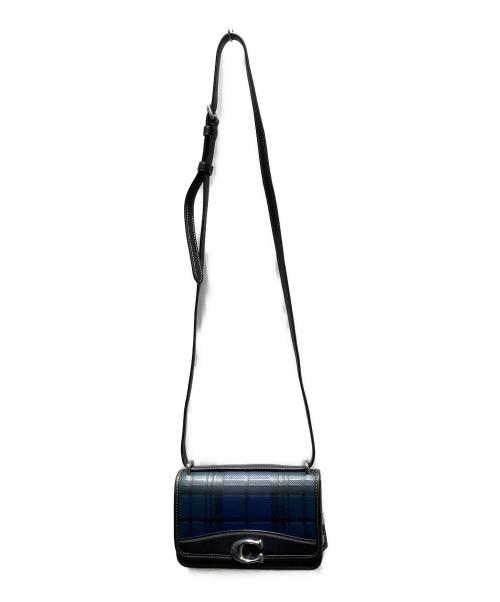 COACH（コーチ）COACH (コーチ) バンディット クロスボディ・プラッド プリント  ショルダーバッグ ブルー×ブラックの古着・服飾アイテム