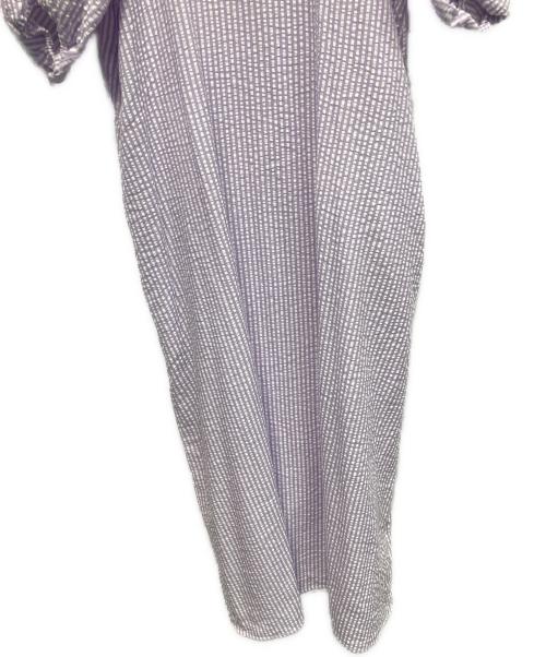 ROSSO（ロッソ）ROSSO (ロッソ) シアサッカーワンピース ストライプ5分袖 23SS 半袖ワンピース パープル サイズ:38の古着・服飾アイテム