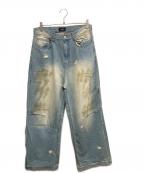 BREATHブレス）の古着「COATING DAMAGE DENIM PANTS デニムパンツ」｜ブルー