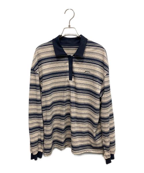 MAISON SPECIAL（メゾンスペシャル）MAISON SPECIAL (メゾンスペシャル) ボーダーポロシャツ 長袖シャツ ネイビー×ベージュ サイズ:Freeの古着・服飾アイテム