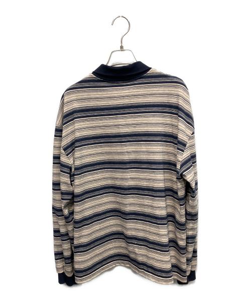 MAISON SPECIAL（メゾンスペシャル）MAISON SPECIAL (メゾンスペシャル) ボーダーポロシャツ 長袖シャツ ネイビー×ベージュ サイズ:Freeの古着・服飾アイテム