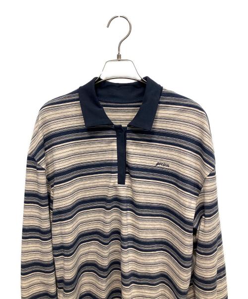 MAISON SPECIAL（メゾンスペシャル）MAISON SPECIAL (メゾンスペシャル) ボーダーポロシャツ 長袖シャツ ネイビー×ベージュ サイズ:Freeの古着・服飾アイテム