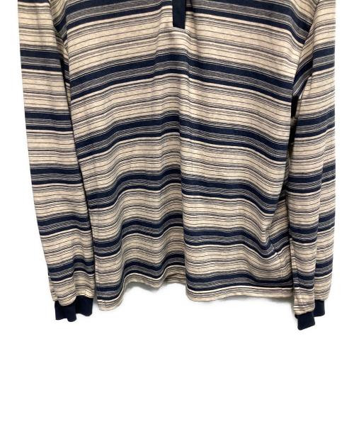 MAISON SPECIAL（メゾンスペシャル）MAISON SPECIAL (メゾンスペシャル) ボーダーポロシャツ 長袖シャツ ネイビー×ベージュ サイズ:Freeの古着・服飾アイテム