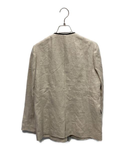 UNITED ARROWS（ユナイテッドアローズ）UNITED ARROWS (ユナイテッドアローズ) リネンVノーカラージャケット ベージュ サイズ:36の古着・服飾アイテム