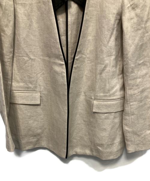 UNITED ARROWS（ユナイテッドアローズ）UNITED ARROWS (ユナイテッドアローズ) リネンVノーカラージャケット ベージュ サイズ:36の古着・服飾アイテム