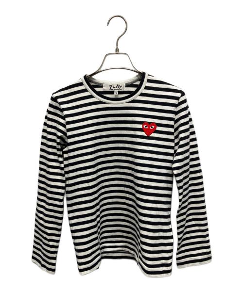PLAY COMME des GARCONS（プレイコムデギャルソン）PLAY COMME des GARCONS (プレイコムデギャルソン) ボーダー 長袖カットソー ホワイト×ブラック サイズ:Sの古着・服飾アイテム
