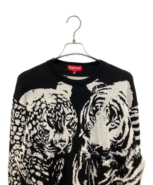 SUPREME（シュプリーム）SUPREME (シュプリーム) Big Cats Jacquard L/S 厚手ニット ブラック サイズ:Mの古着・服飾アイテム