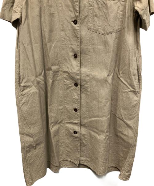 MHL（エムエイチエル）MHL (エムエイチエル) FADED LINEN COTTON PLAINWEAVE DRESS 25SS 半袖ワンピース ベージュ サイズ:2の古着・服飾アイテム