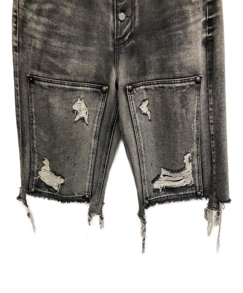 THUG CLUB（サグ クラブ）THUG CLUB (サグ クラブ) DOUBLE KNEE DAMAGE SHORTS デニムハーフパンツ グレー サイズ:3の古着・服飾アイテム