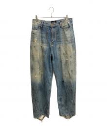 SKOOT HANDMEDOWNS（スクート ハンドミーダウンズ）の古着「MECHANIC DENIM PANTS ダメージ加工デニムパンツ」｜ブルー