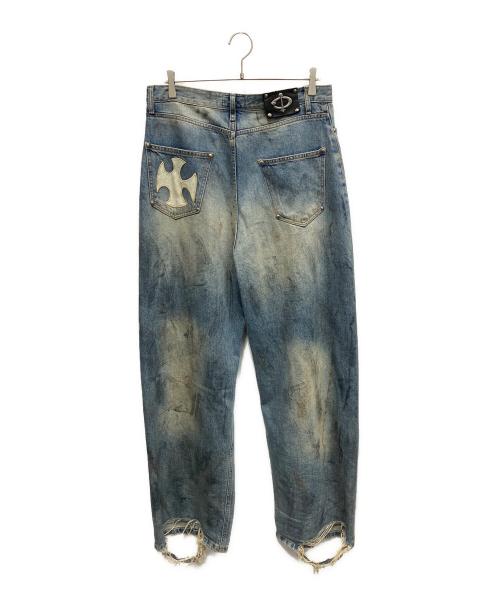 SKOOT HANDMEDOWNS（スクート ハンドミーダウンズ）SKOOT HANDMEDOWNS (スクート ハンドミーダウンズ) MECHANIC DENIM PANTS ダメージ加工デニムパンツ ブルー サイズ:Lの古着・服飾アイテム