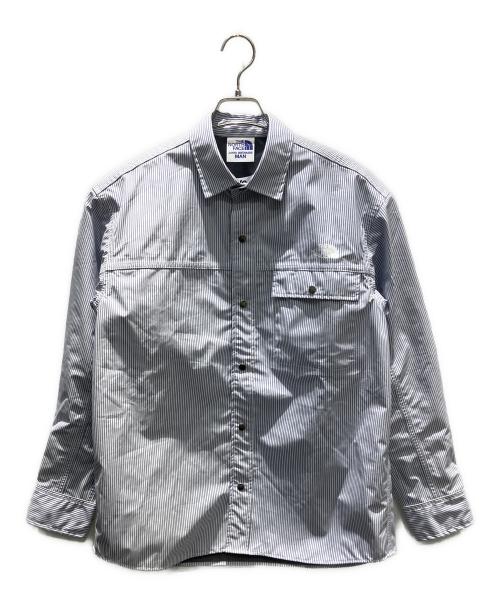 THE NORTH FACE（ザ ノース フェイス）THE NORTH FACE (ザ ノース フェイス) eYe JUNYA WATANABE MAN (アイ ジュンヤワタナベマン) 2022 Spring/Summer ストライプ柄 長袖シャツ スカイブルー サイズ:Mの古着・服飾アイテム