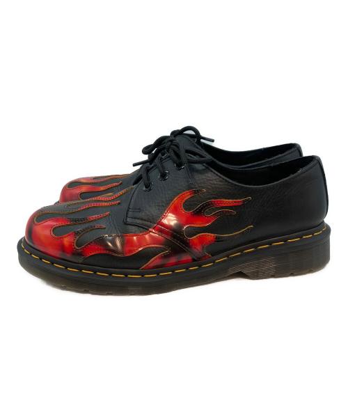 Dr.Martens（ドクターマーチン）Dr.Martens (ドクターマーチン) 1461 FLAME 3ホールシューズ ブラック×レッド サイズ:UK8の古着・服飾アイテム