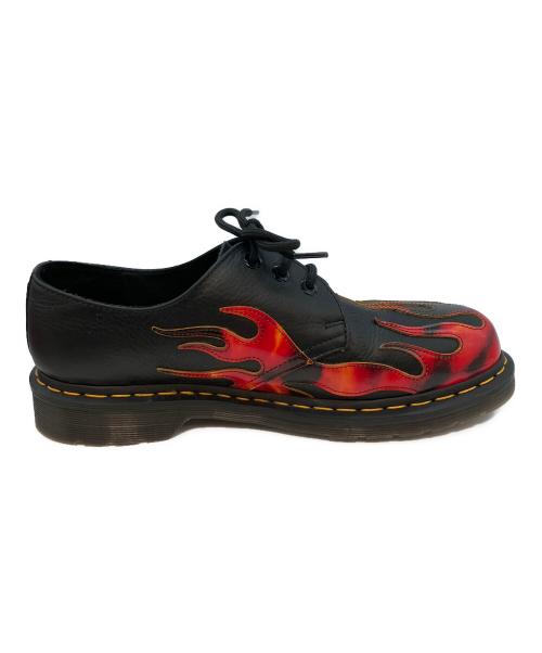 Dr.Martens（ドクターマーチン）Dr.Martens (ドクターマーチン) 1461 FLAME 3ホールシューズ ブラック×レッド サイズ:UK8の古着・服飾アイテム