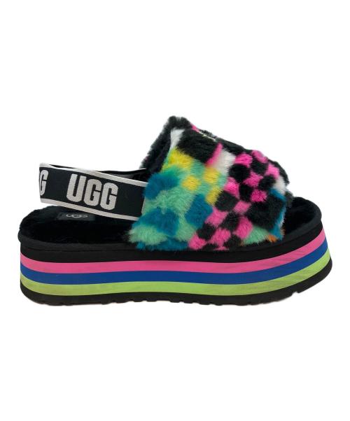 UGG（アグ）UGG (アグ) ディスコ チェックス スライド サンダル ブラック サイズ:25cmの古着・服飾アイテム