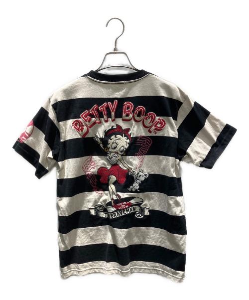 BETTY BOOP（ベティー・ブープ）BETTY BOOP (ベティー・ブープ) THE BRAVEMAN (ザ ブレイブマン) 半袖カットソー ブラック×ベージュ サイズ:Freeの古着・服飾アイテム