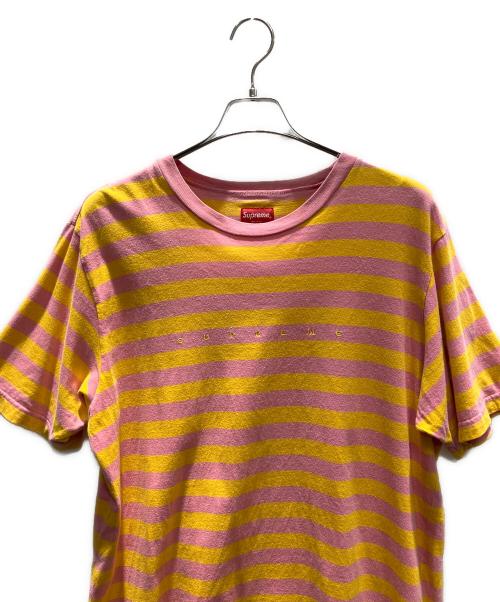 SUPREME（シュプリーム）SUPREME (シュプリーム) Bar Stripe Tee 18SS 半袖カットソー オレンジ×ピンク サイズ:Lの古着・服飾アイテム