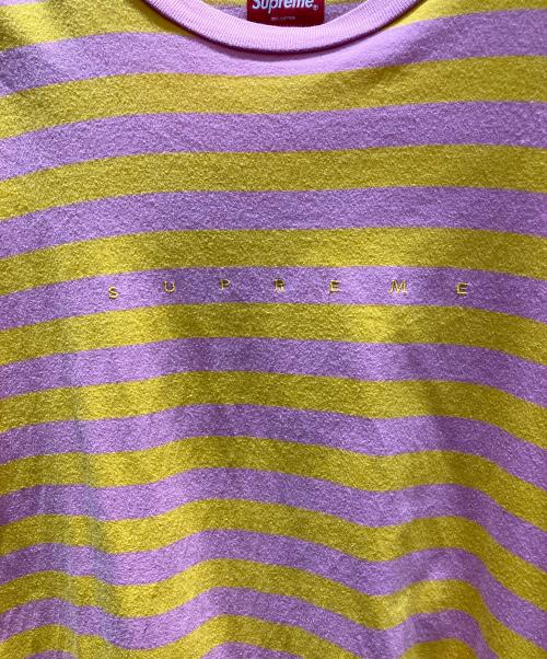 SUPREME（シュプリーム）SUPREME (シュプリーム) Bar Stripe Tee 18SS 半袖カットソー オレンジ×ピンク サイズ:Lの古着・服飾アイテム