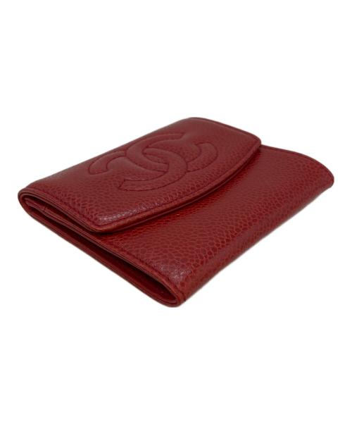 CHANEL（シャネル）CHANEL (シャネル) キャビアスキン 2974285 コインケース レッドの古着・服飾アイテム